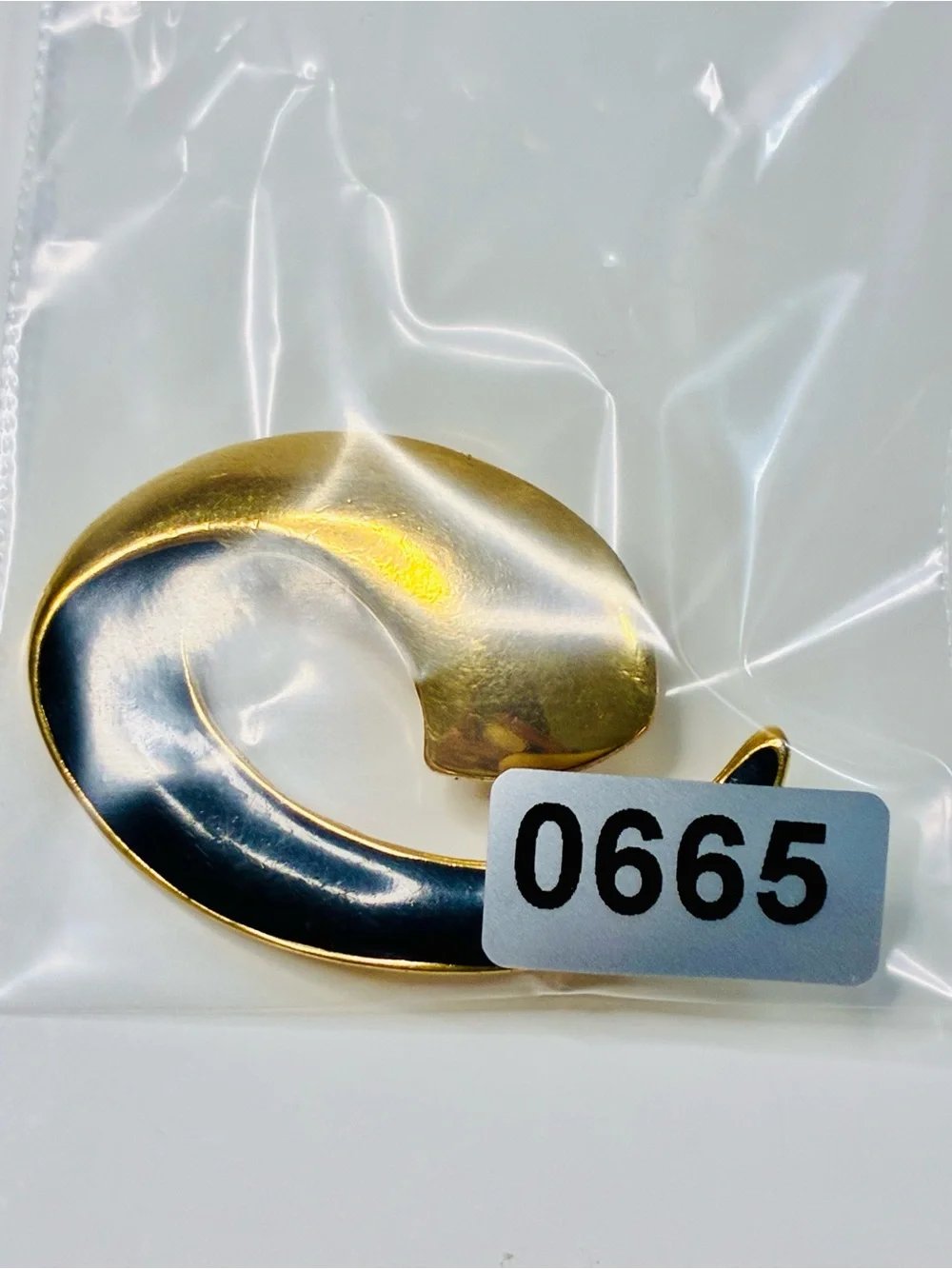 VTG 80s Monet Gold and Black Swirl Enamel Minimalist Brooch